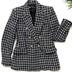 Zara Multicolor Tweed Blazer